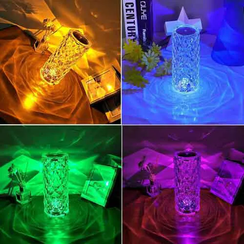 16 Color RGB Crystal Diamond Table Lamp
