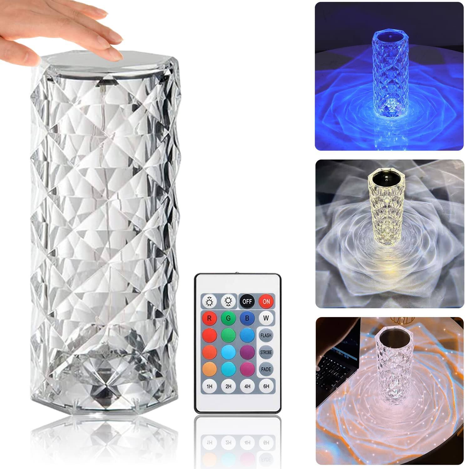 16 Color RGB Crystal Diamond Table Lamp 2 pice - Image 2