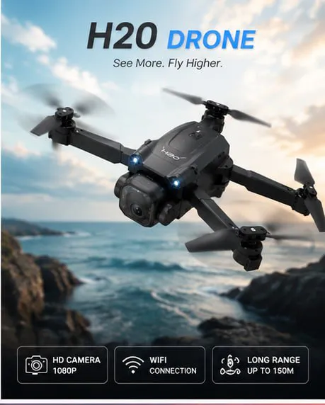 H20 Mini Foldable Aerial Drone with Dual HD Camera