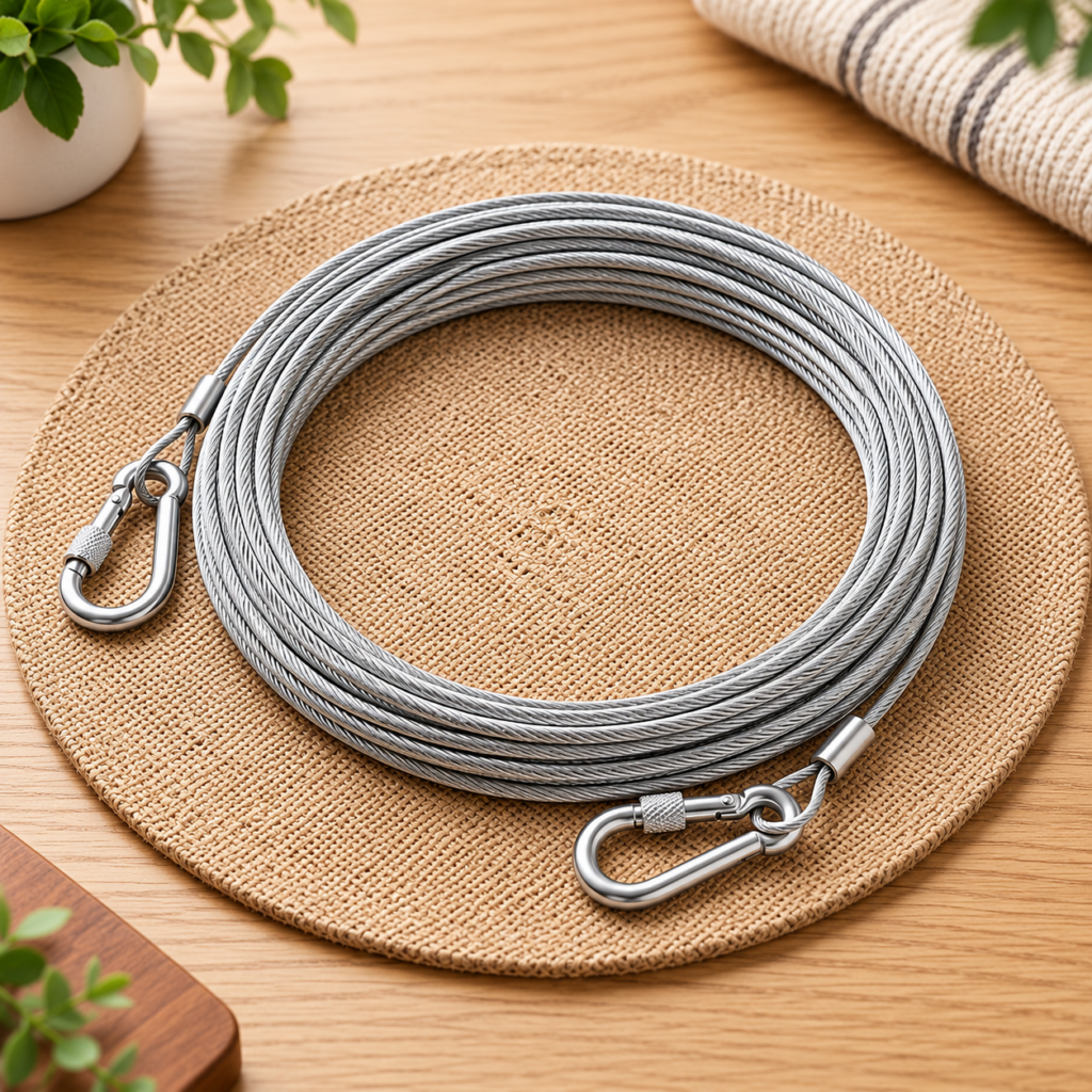 Stainless Steel Wire Rope with Carabiner Hooks 1 ps